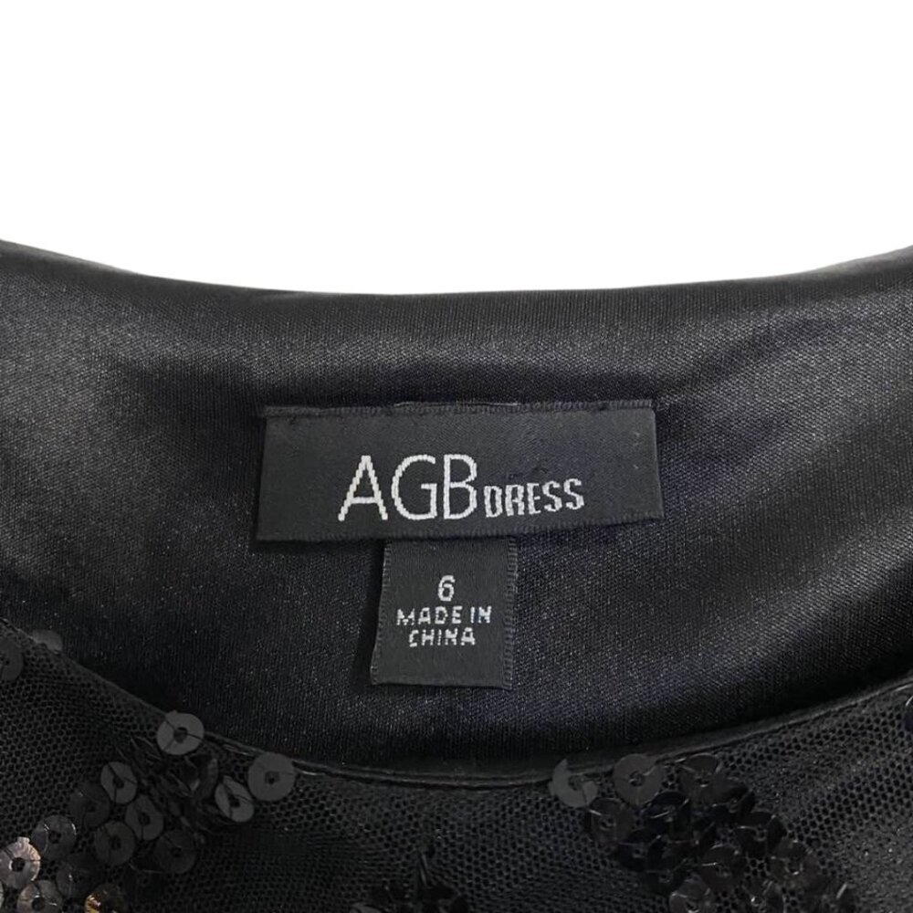 AGB Black Sequin Chevron Mini Dress Sleeveless Size 6 Party Cocktail Sparkle - Picture 11 of 15